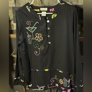 Mango Black Embellished Women's Tunic